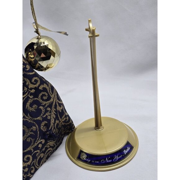 Mattel Barbie Ring In The New Year Doll 2001 With Stand- TEAR IN DRESS SEE INFO - Picture 4 of 10